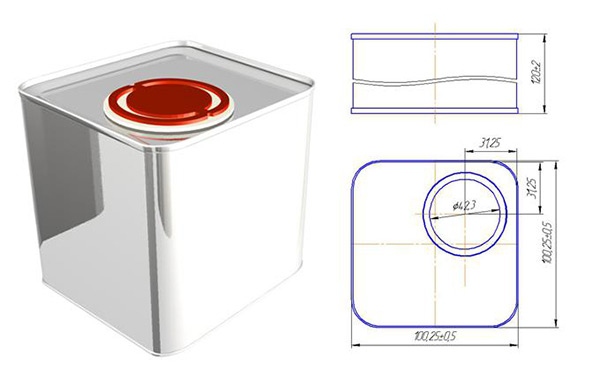 Square can for chemical and food industry 1 l